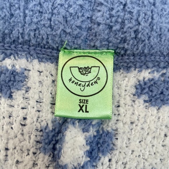 Honeydew Leggings XL Blue White Polka Dot Fuzzy Knit Sleep Lounge Pants Women's - Picture 14 of 14